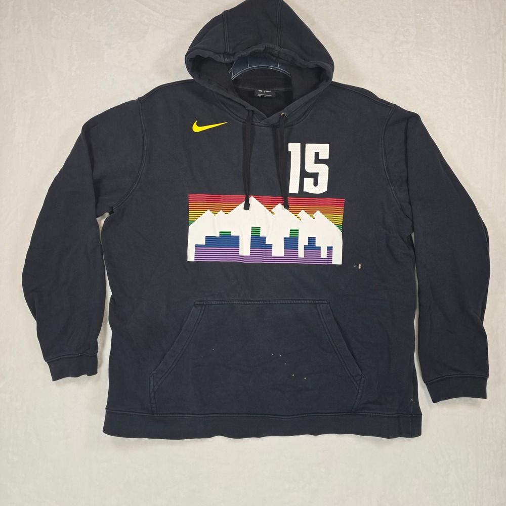 Nike Denver Nuggets Nikola Jokic #15 City Edition Hoodie Mens XL Black Rainbow